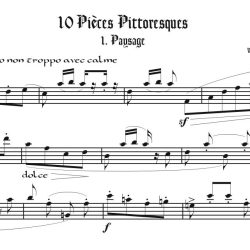 “Paysage,” No. 1 from 10 Pièces Pittoresques, first section only, two different versions