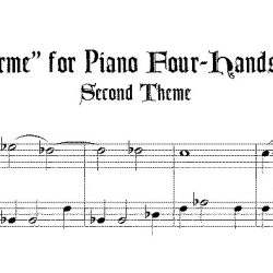 Excerpt from “Lebenstürme”, D. 947 for pf. 4-hands, arr. for alto and bass recorders, two versions, one with switch to alto @415